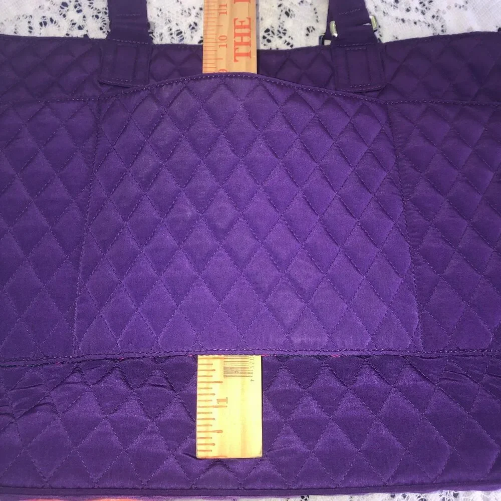Vera Bradley Shoulder Bag Laptop Travel Carry On Tote Purple Quilted